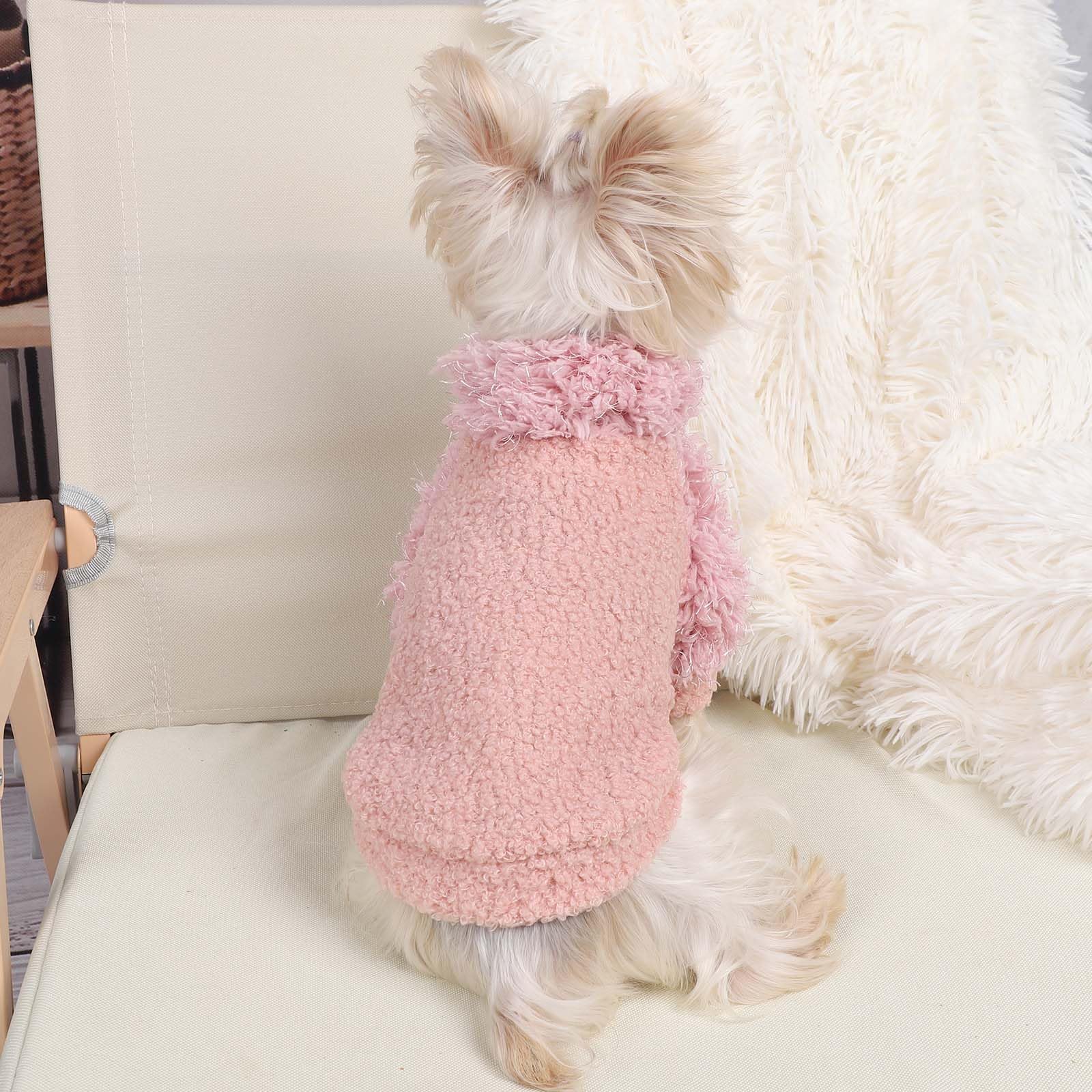 Pink Dog Sweater Pullover For Small Dogs - Soft Lightweight T-Shirt Jacket Pet Clothes For Chihuahua, Cat - Boy Girl Coat